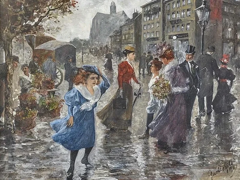1870-Gustav Adolf Kilb - Scena di strada a Francoforte sul Meno